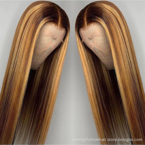 Cheap Hd Full 27 Colored Lace Frontal Wig Raw Indian 100% Virgin Human Hair Highlight Lace Front Wig Human Hair For Black Women